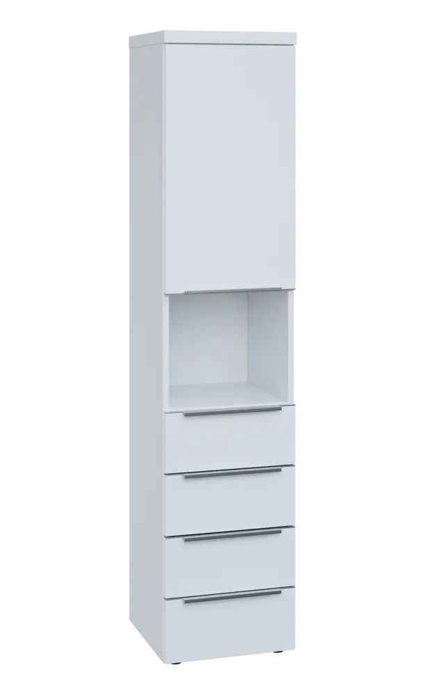 SIN 5 - 44ZND kancelářská skříň, 4-zásuvková/nika, 1-dveřová, pravá, 1820x400x400, bílá